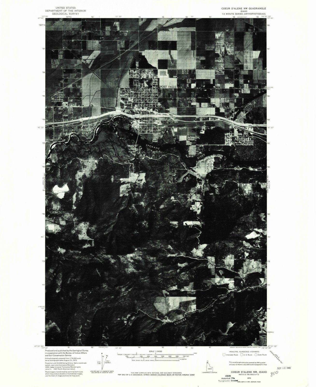 1975 Coeur'Alene, ID - Idaho - USGS Topographic Map