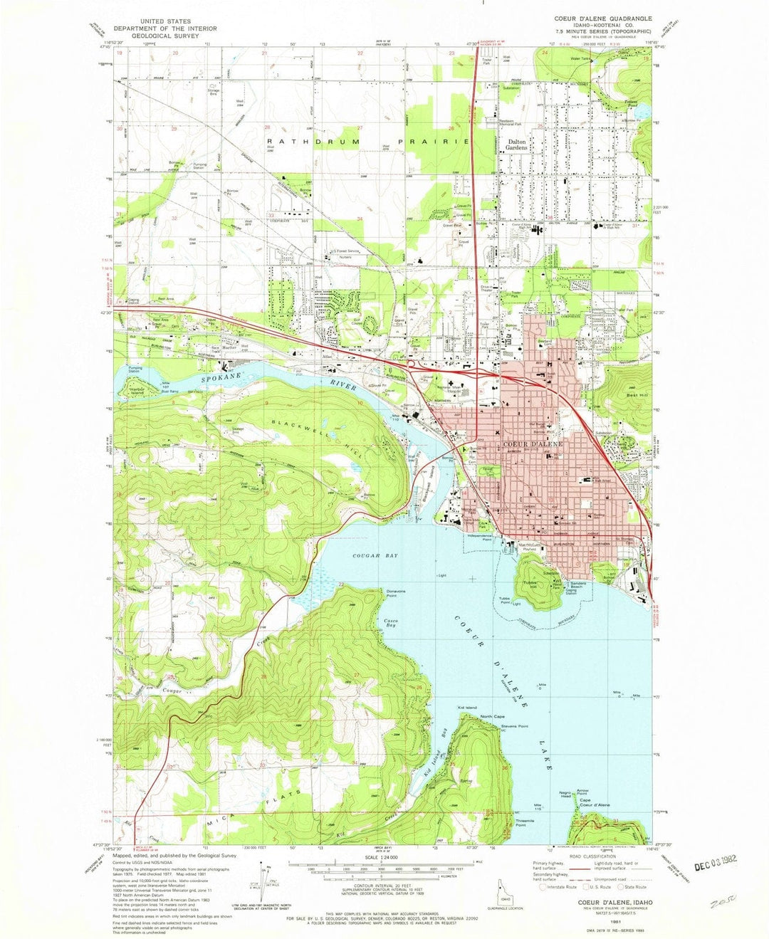 1981 Coeur'Alene, ID - Idaho - USGS Topographic Map