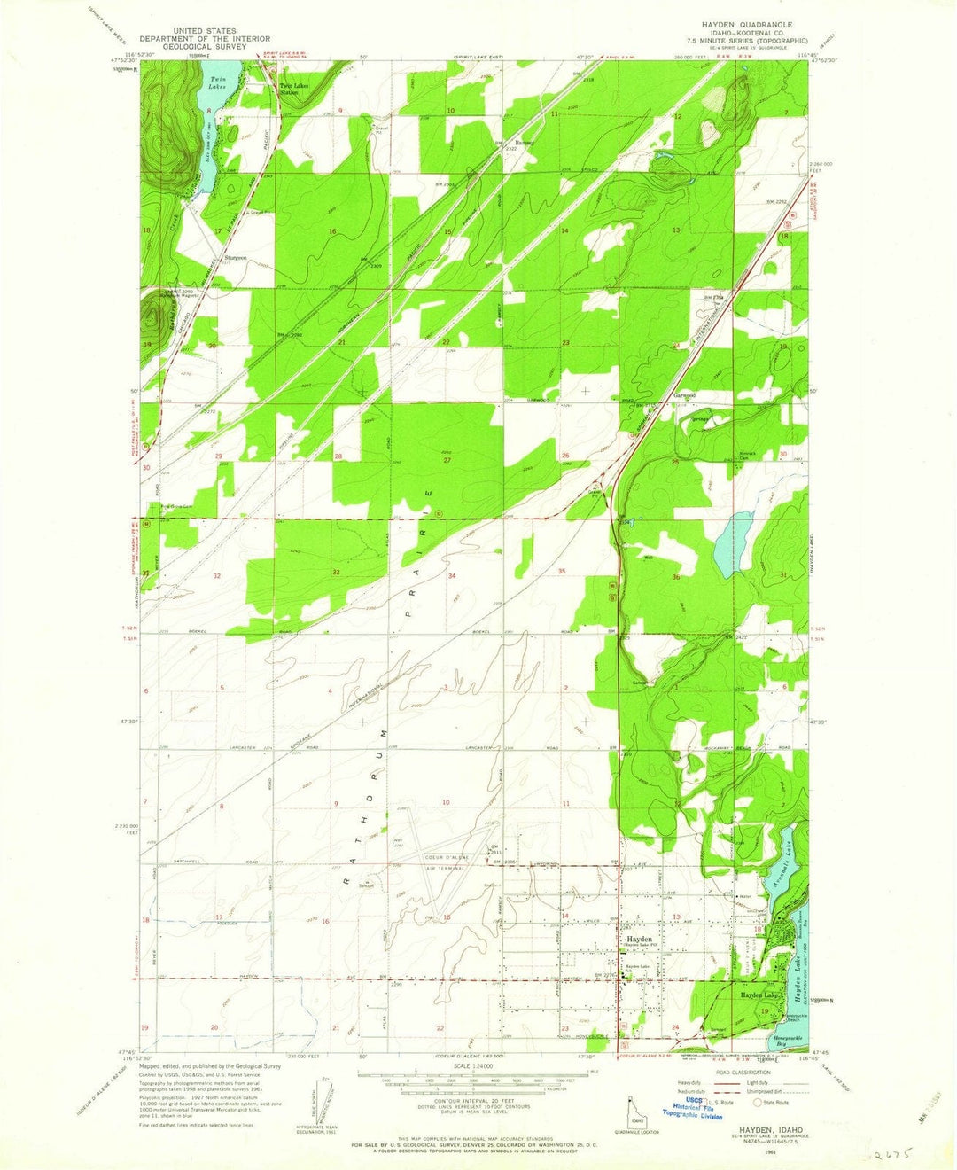 1961 Hayden, ID - Idaho - USGS Topographic Map
