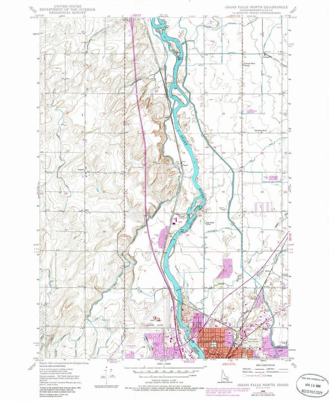 1948 Idaho Falls North, ID - Idaho - USGS Topographic Map