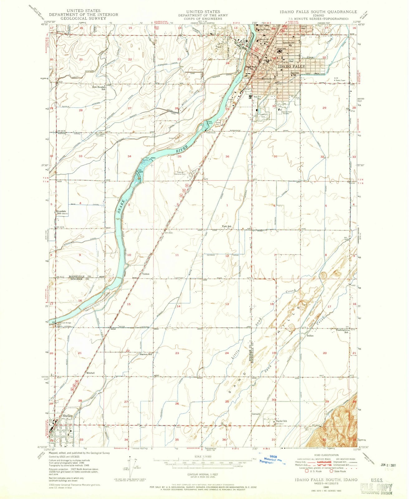 1948 Idaho Falls South, ID - Idaho - USGS Topographic Map