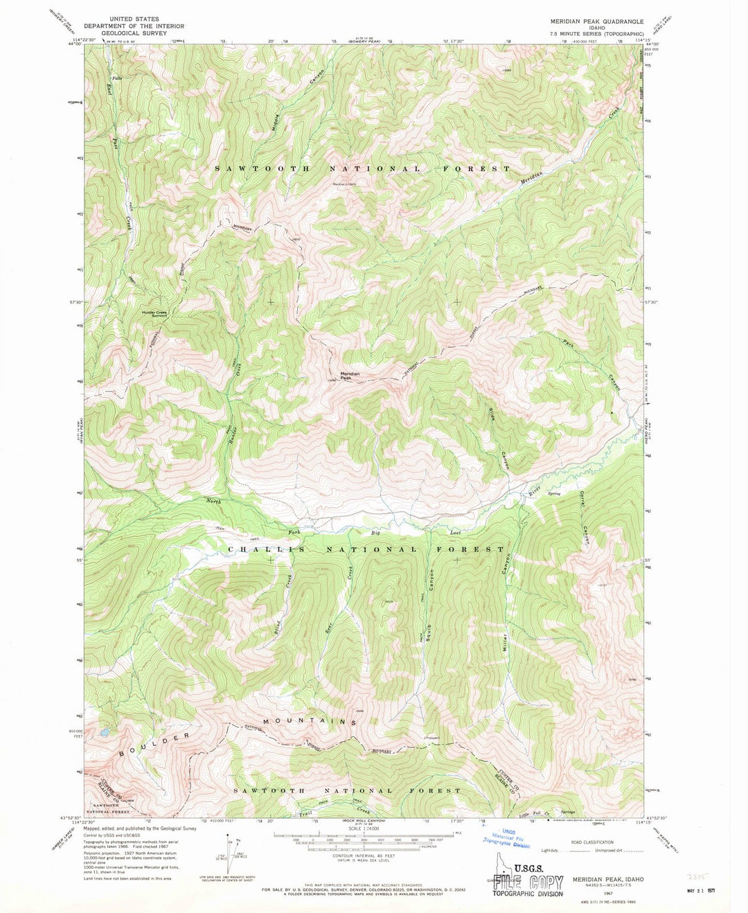 1967 Meridian Peak, ID - Idaho - USGS Topographic Map