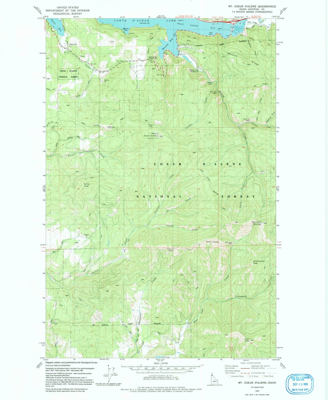 1981 Mount Coeur D'Alene, ID - Idaho - USGS Topographic Map