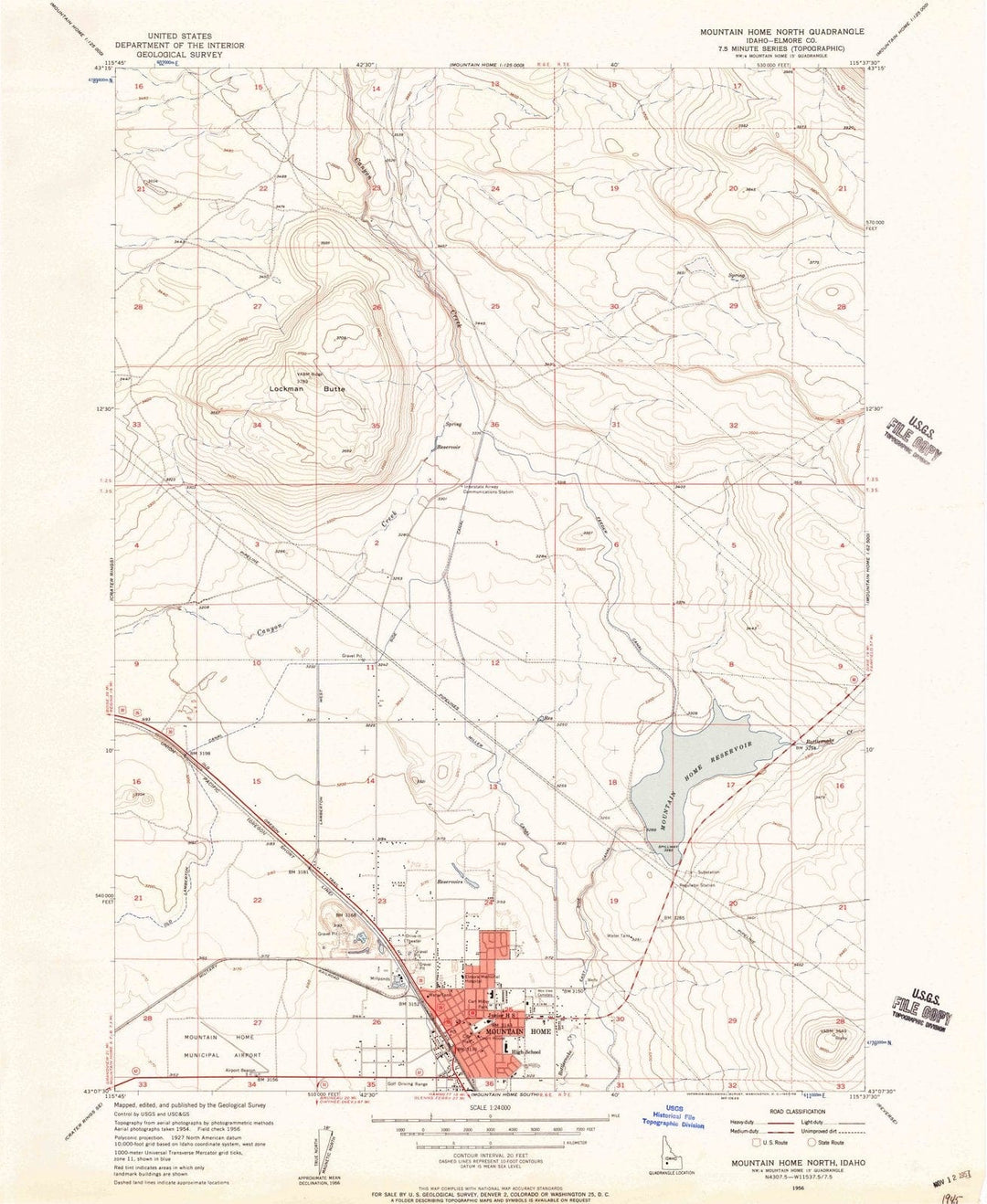 1956 Mountain Home, ID - Idaho - USGS Topographic Map