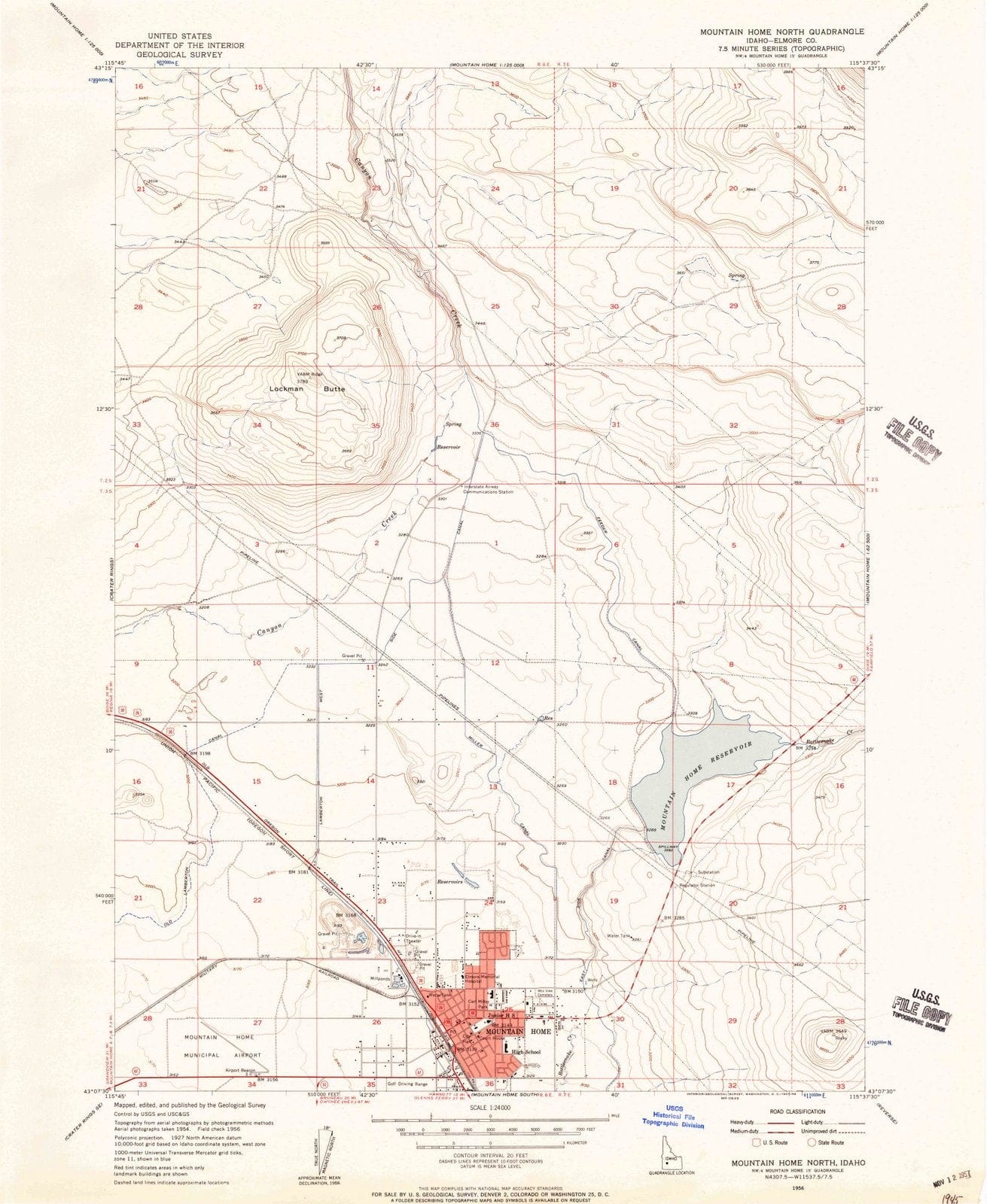1956 Mountain Home, ID - Idaho - USGS Topographic Map