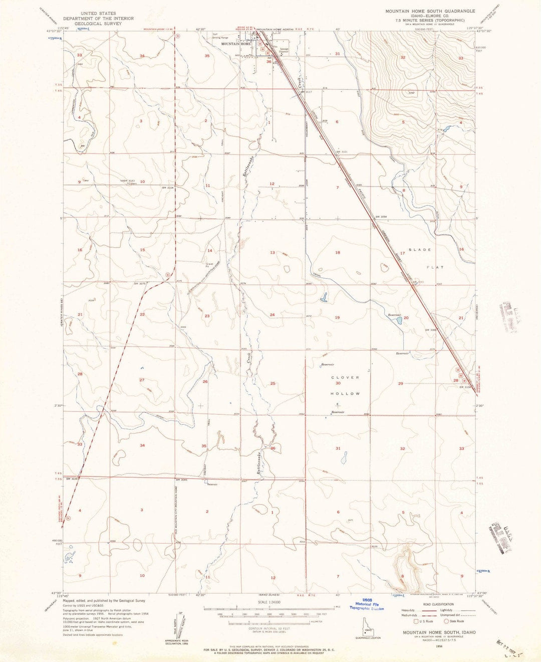 1956 Mountain Home, ID - Idaho - USGS Topographic Map v2