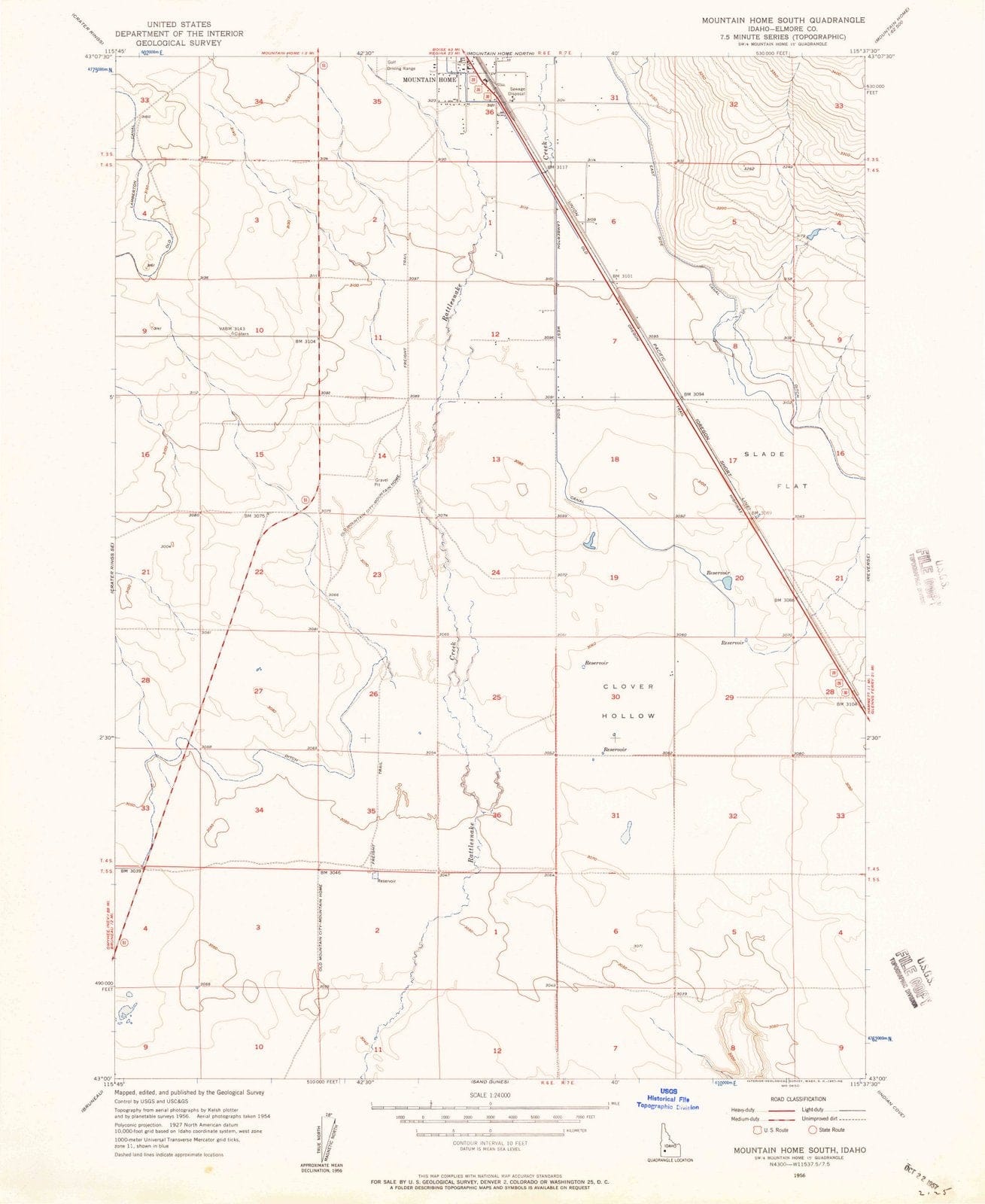 1956 Mountain Home, ID - Idaho - USGS Topographic Map v2