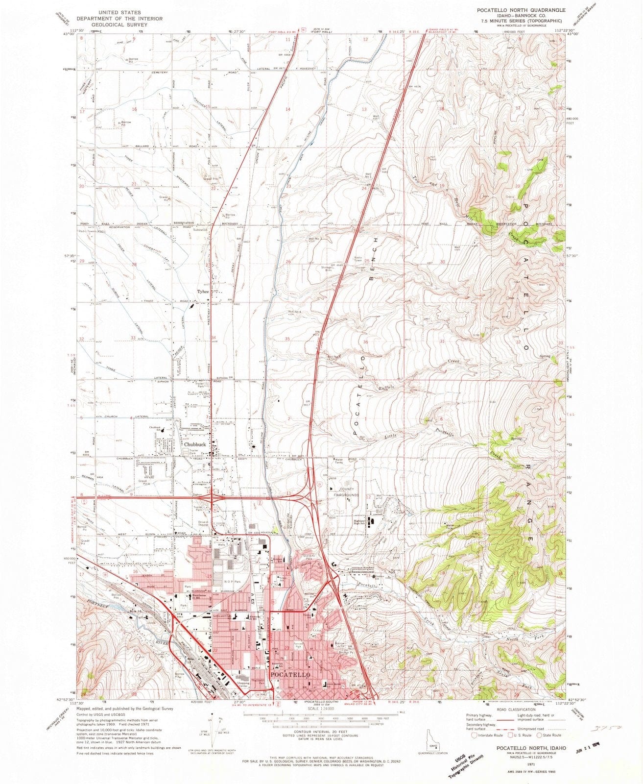 1971 Pocatello North, ID - Idaho - USGS Topographic Map