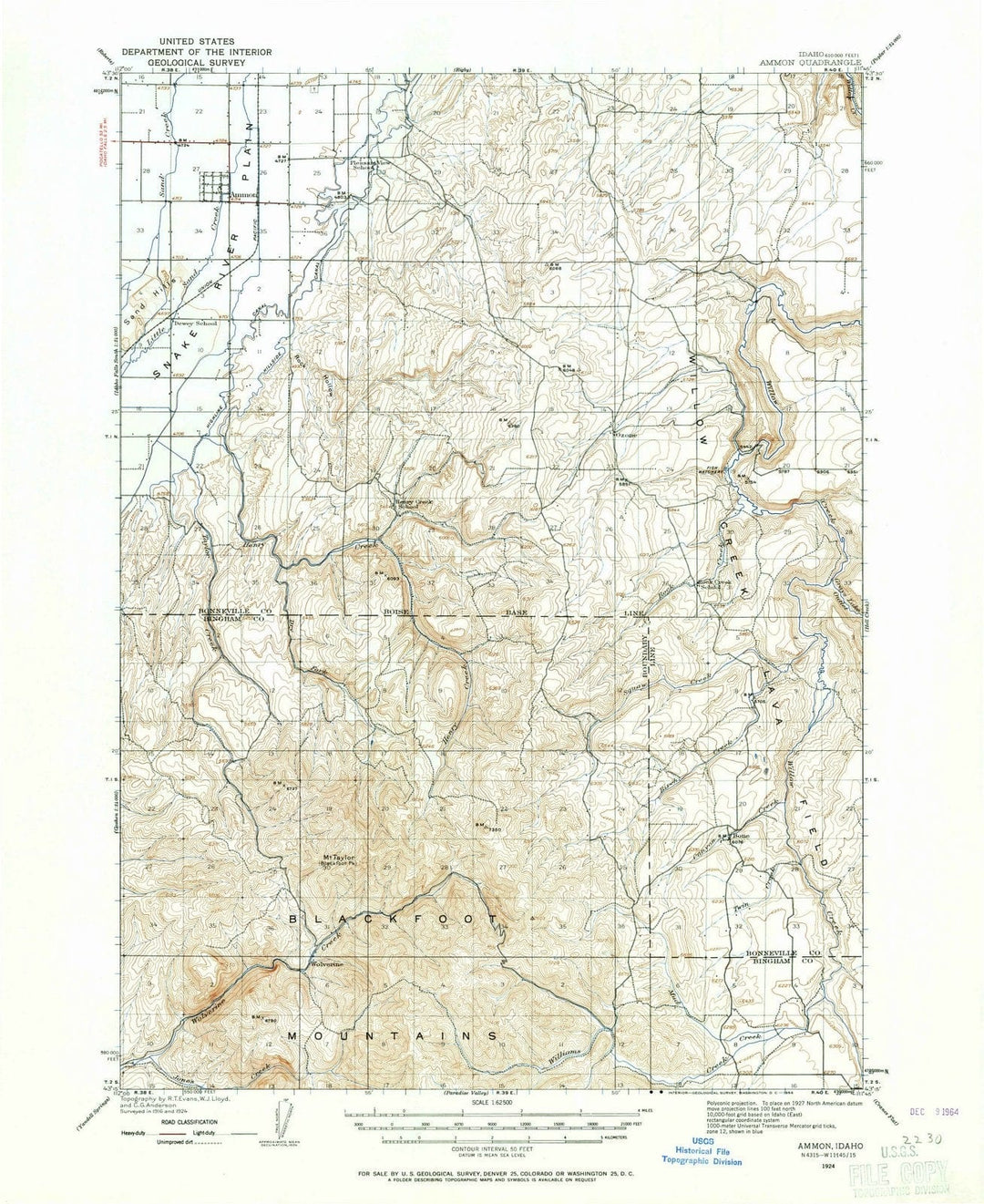 1924 Ammon, ID - Idaho - USGS Topographic Map
