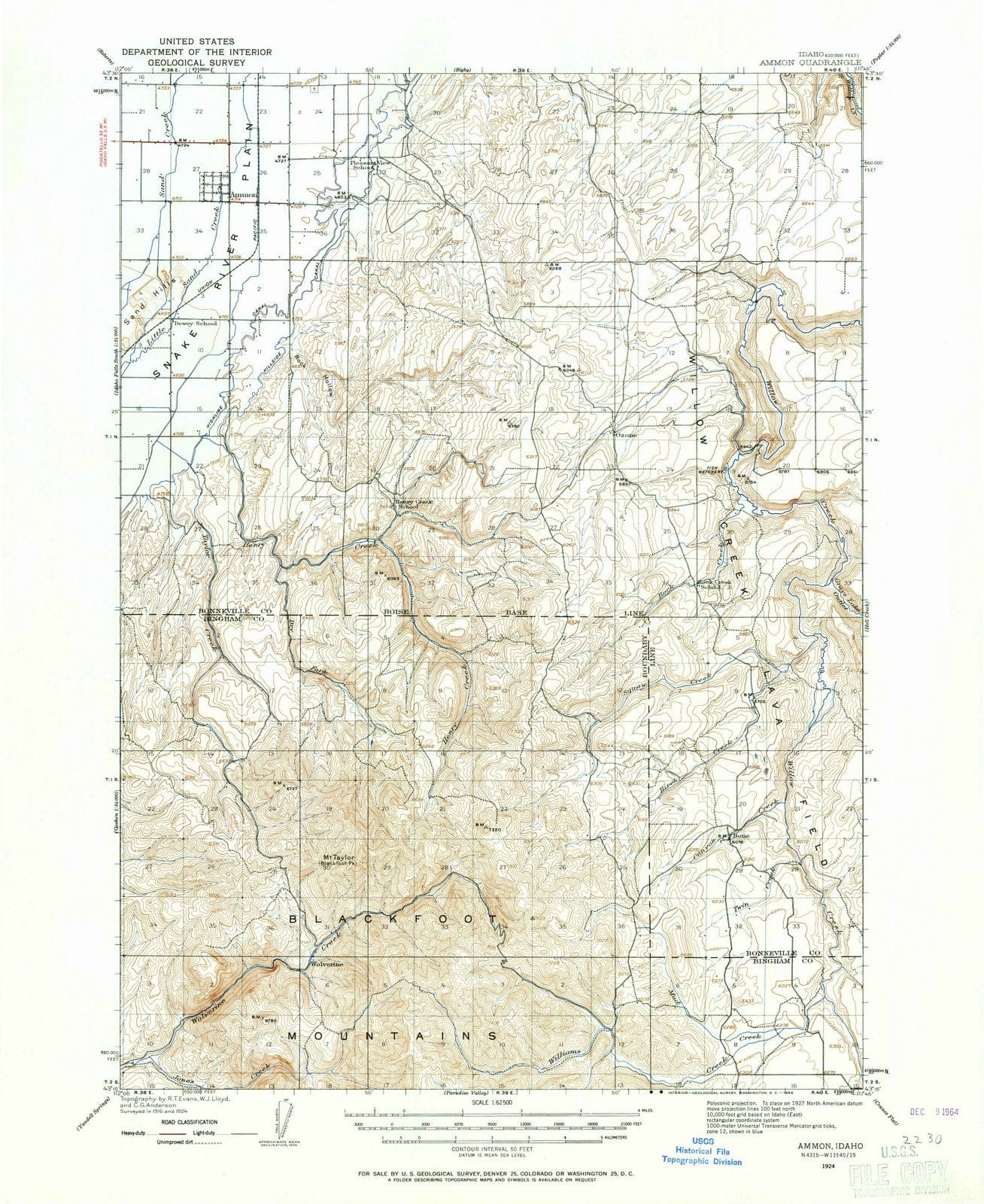 1924 Ammon, ID - Idaho - USGS Topographic Map