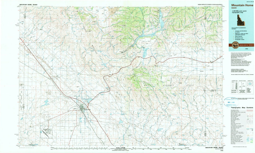 1990 Mountain Home, ID - Idaho - USGS Topographic Map