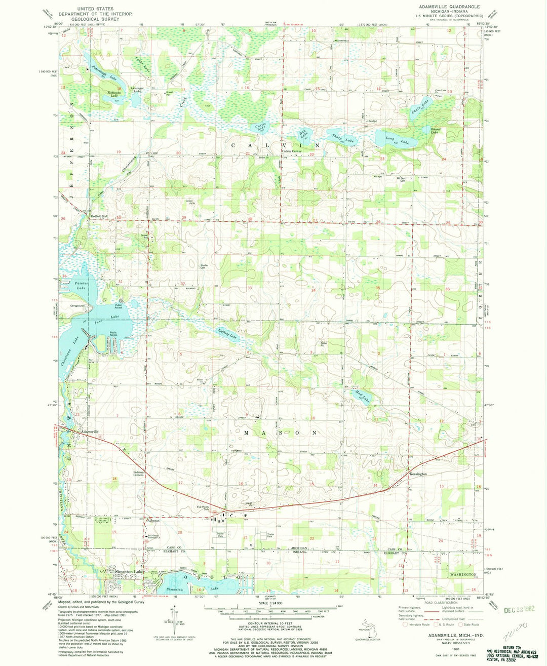1981 Adamsville, MI - Michigan - USGS Topographic Map