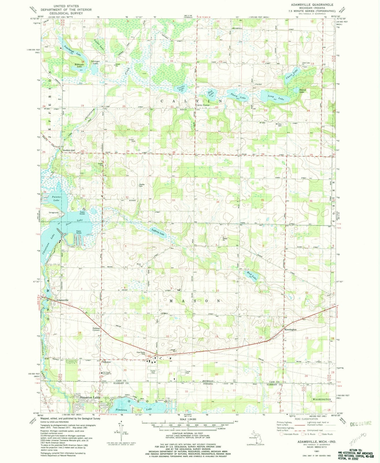 1981 Adamsville, MI - Michigan - USGS Topographic Map