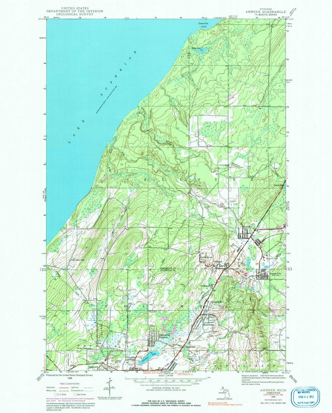 1946 Ahmeek, MI - Michigan - USGS Topographic Map