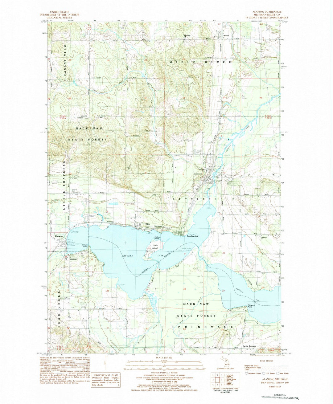 1983 Alanson, MI - Michigan - USGS Topographic Map
