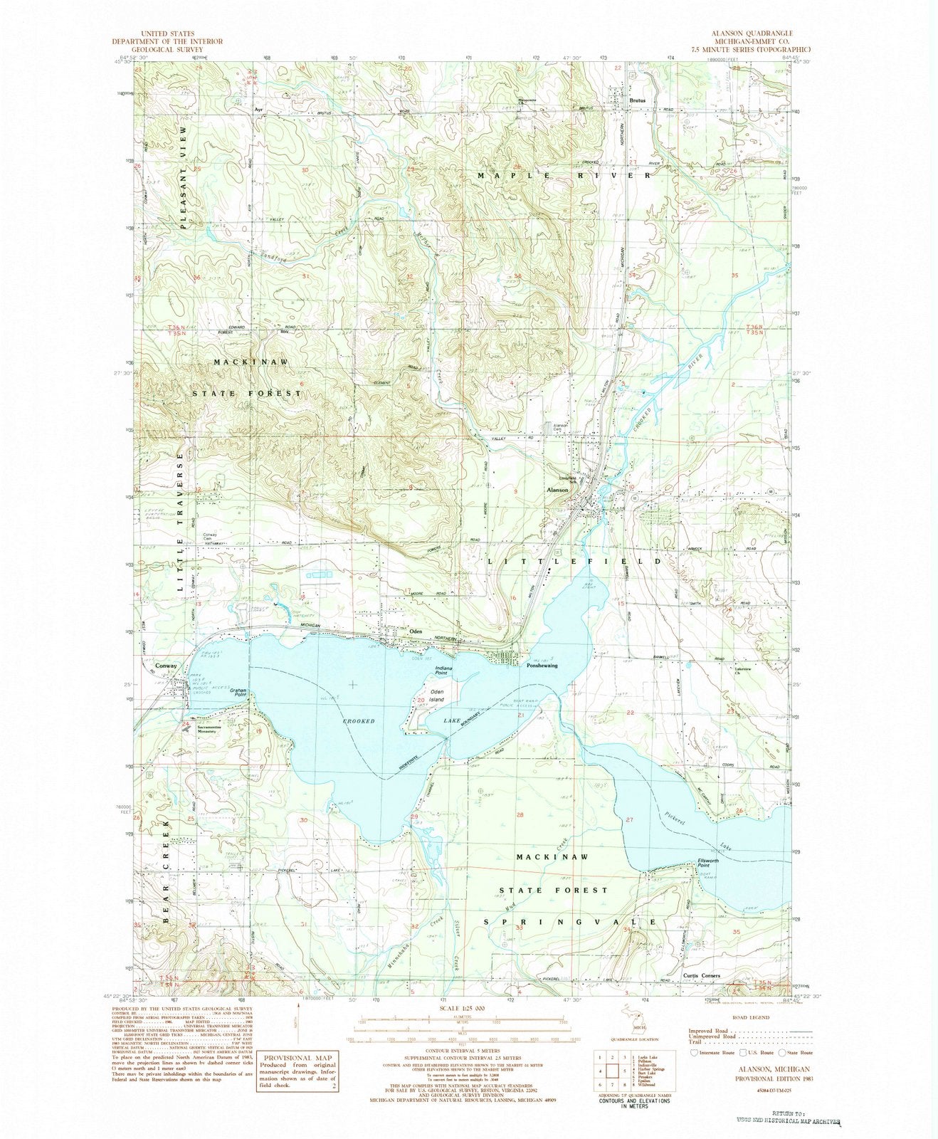 1983 Alanson, MI - Michigan - USGS Topographic Map