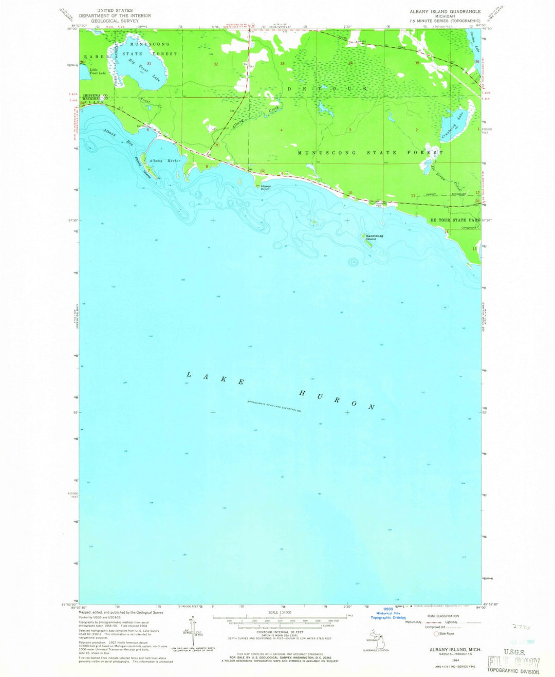 1964 Albany Island, MI - Michigan - USGS Topographic Map