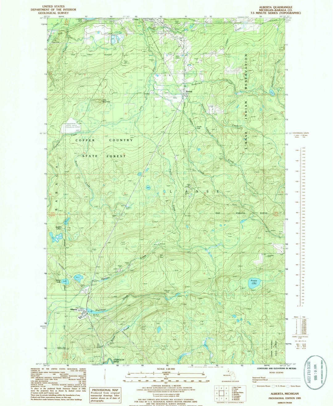 1985 Alberta, MI - Michigan - USGS Topographic Map