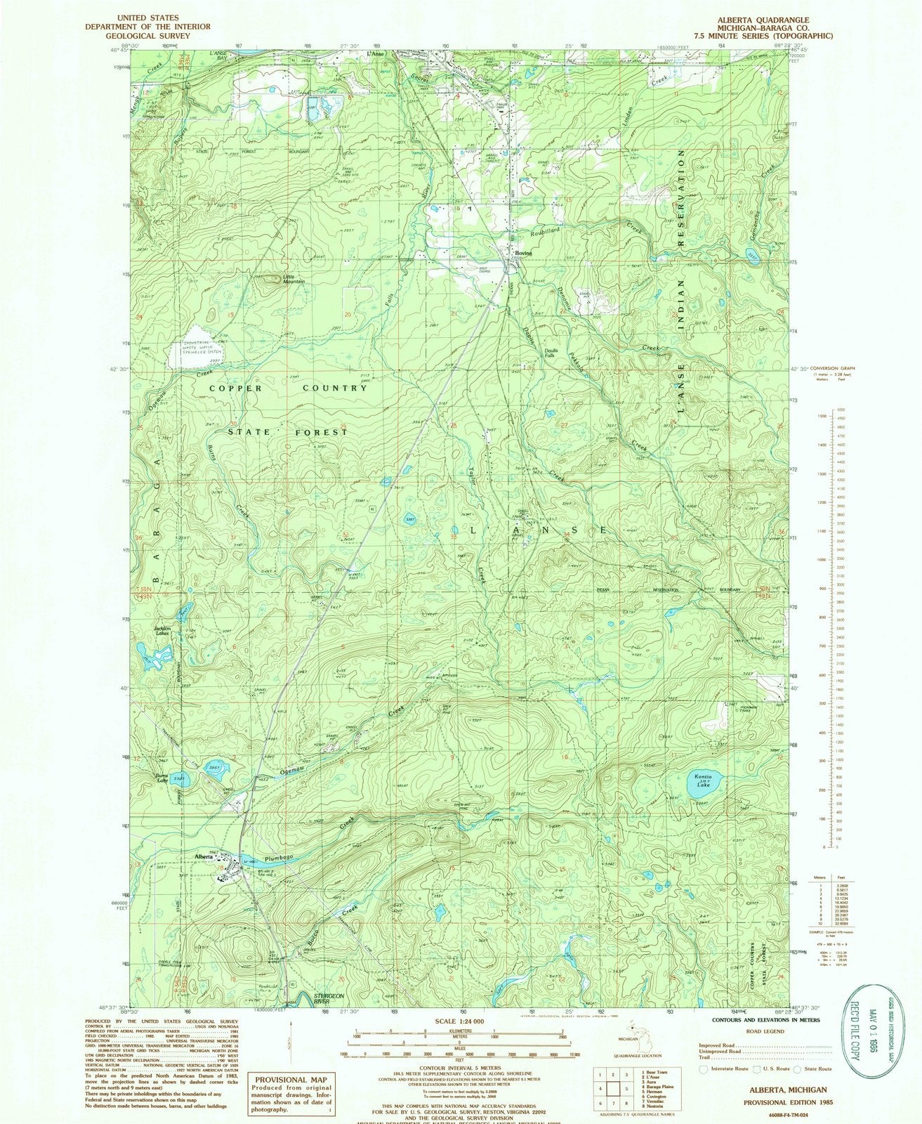 1985 Alberta, MI - Michigan - USGS Topographic Map