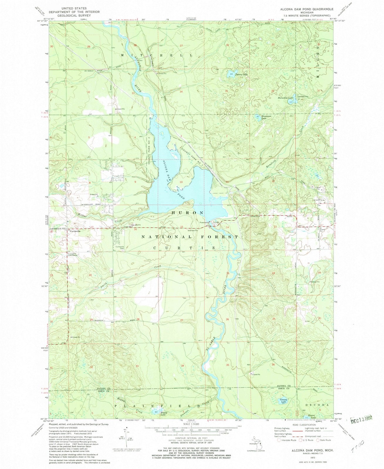 1972 Alconaam Pond, MI - Michigan - USGS Topographic Map
