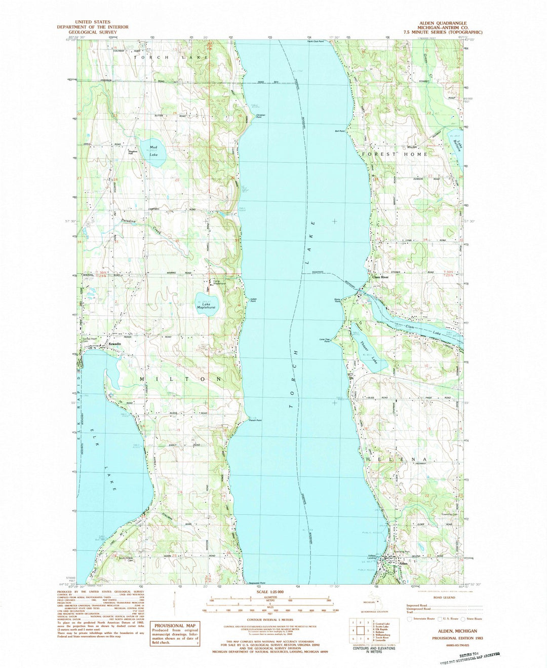 1983 Alden, MI - Michigan - USGS Topographic Map