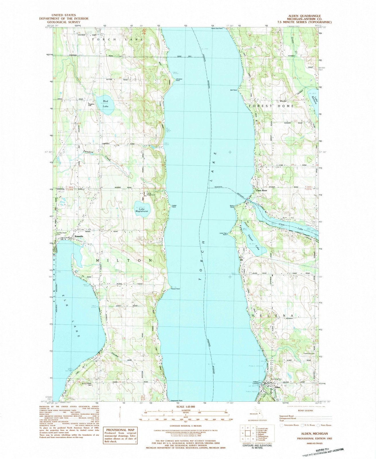1983 Alden, MI - Michigan - USGS Topographic Map