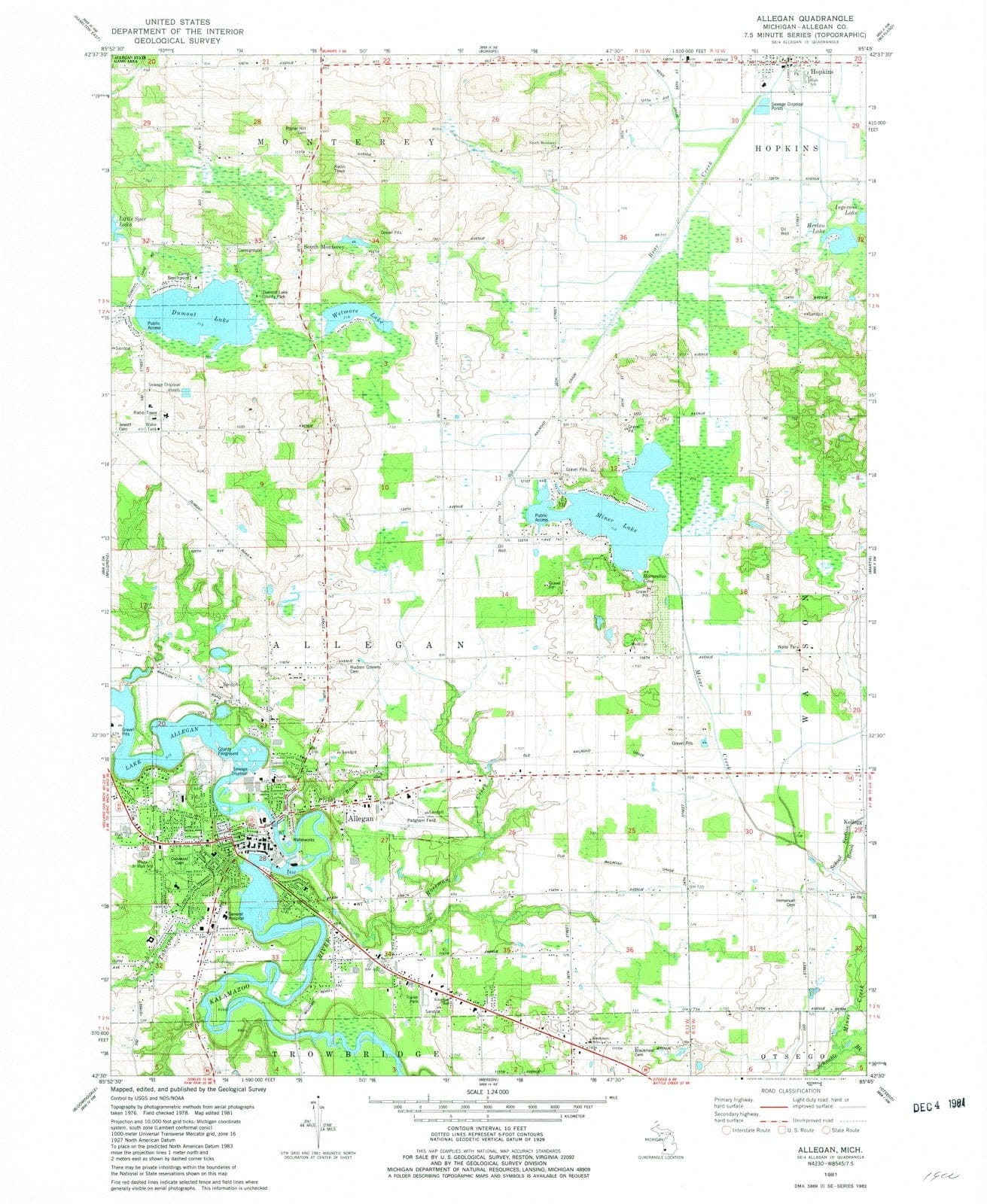 1981 Allegan, MI - Michigan - USGS Topographic Map