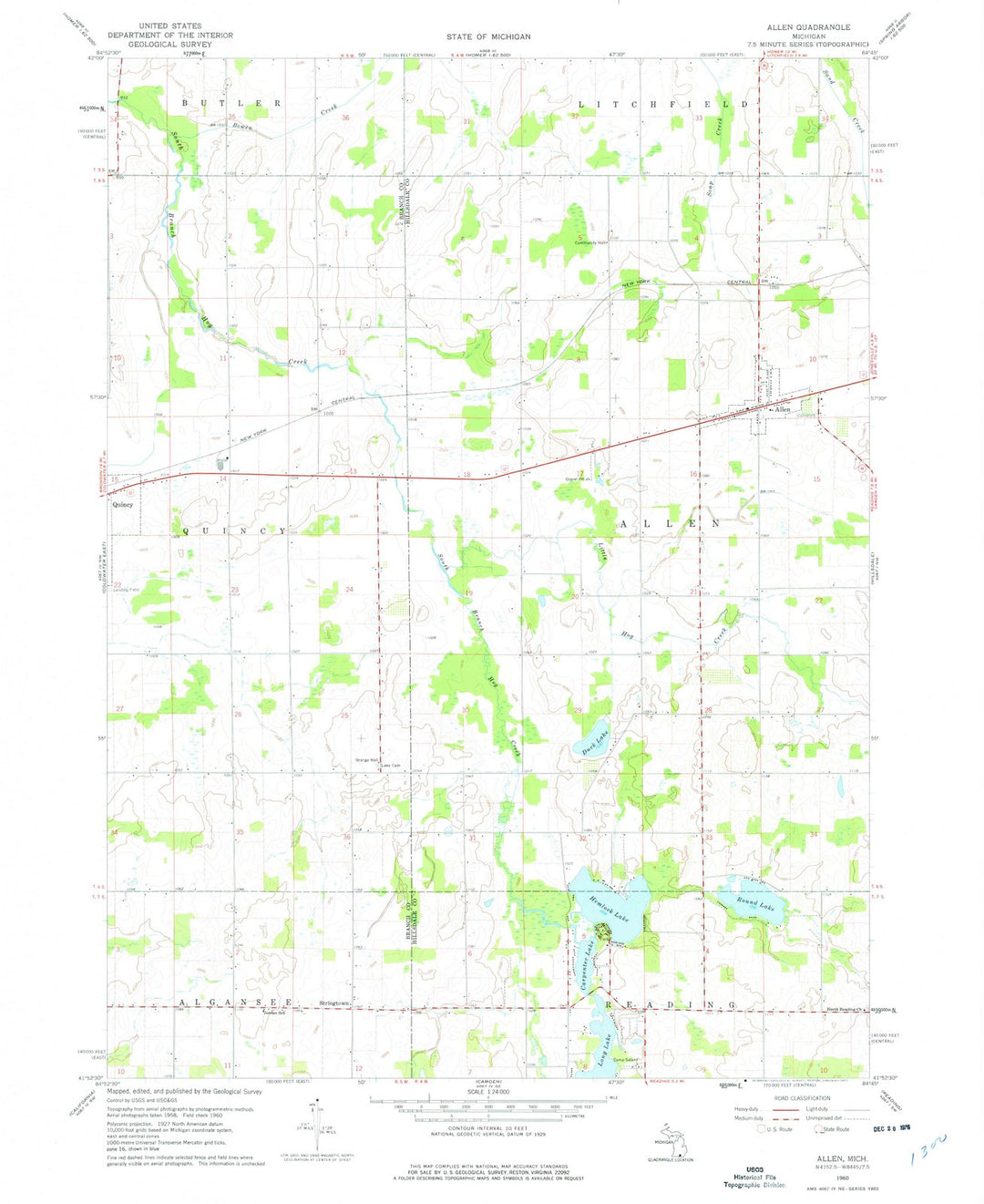 1960 Allen, MI - Michigan - USGS Topographic Map