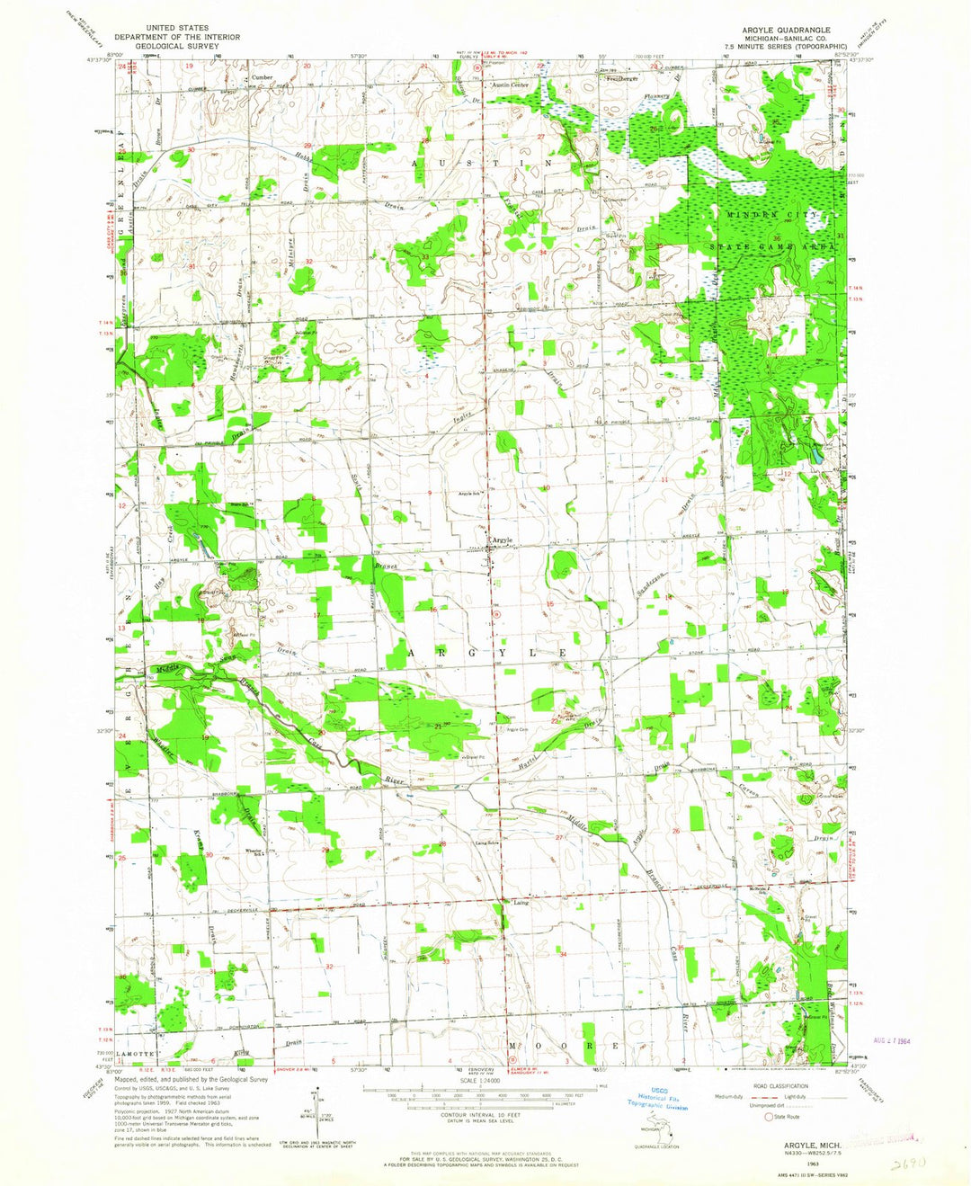 1963 Argyle, MI - Michigan - USGS Topographic Map