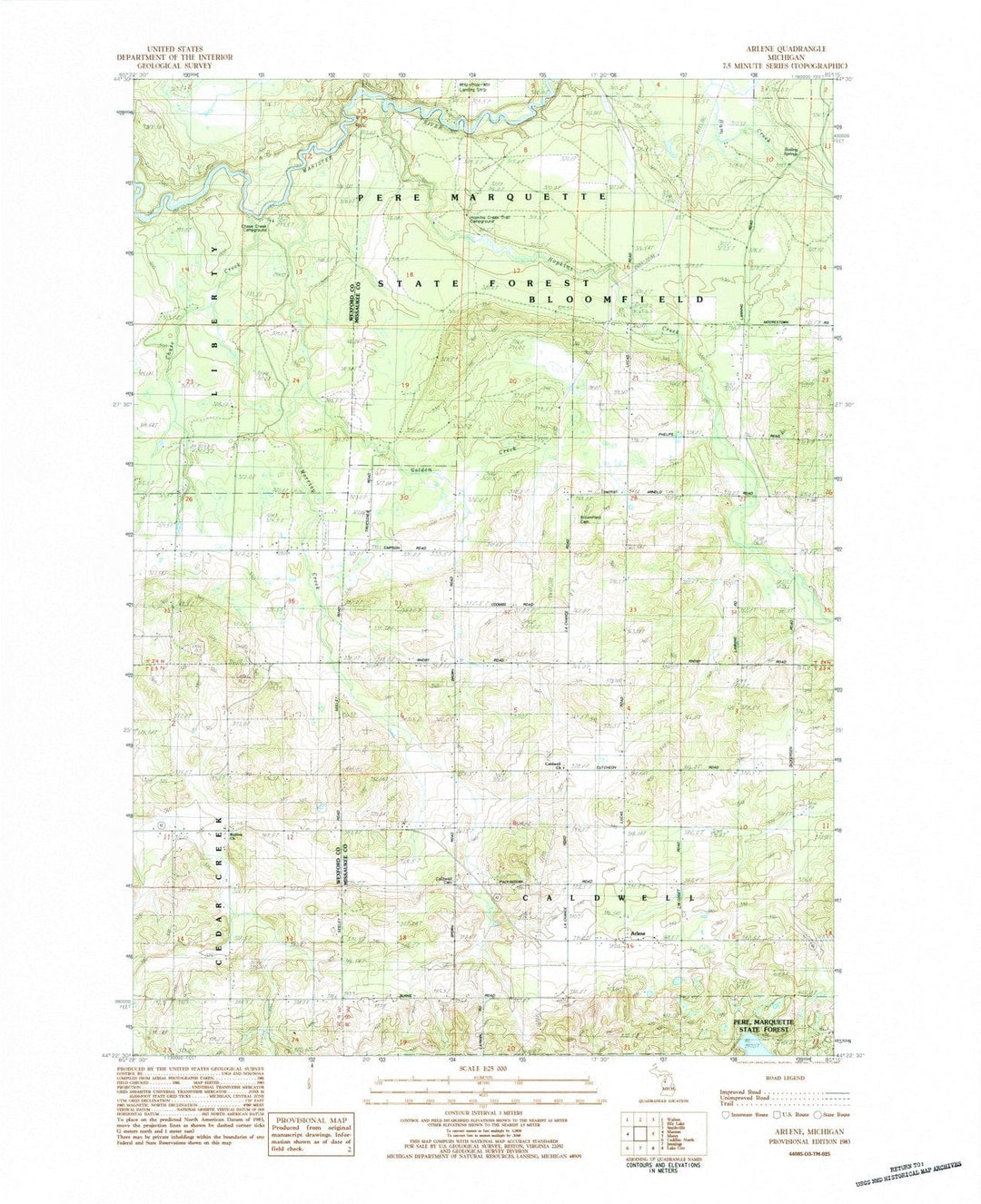 1983 Arlene, MI - Michigan - USGS Topographic Map