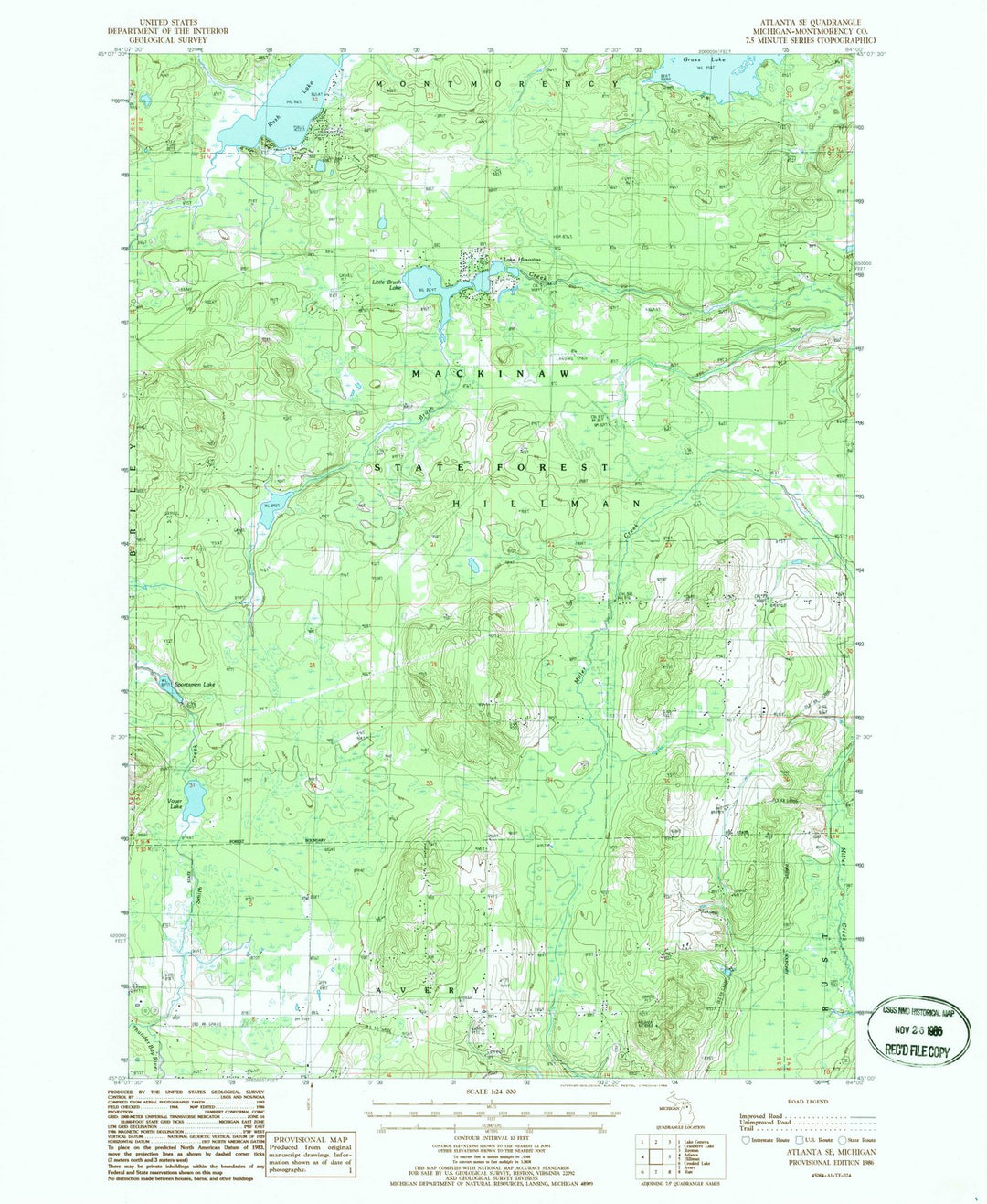 1986 Atlanta, MI - Michigan - USGS Topographic Map