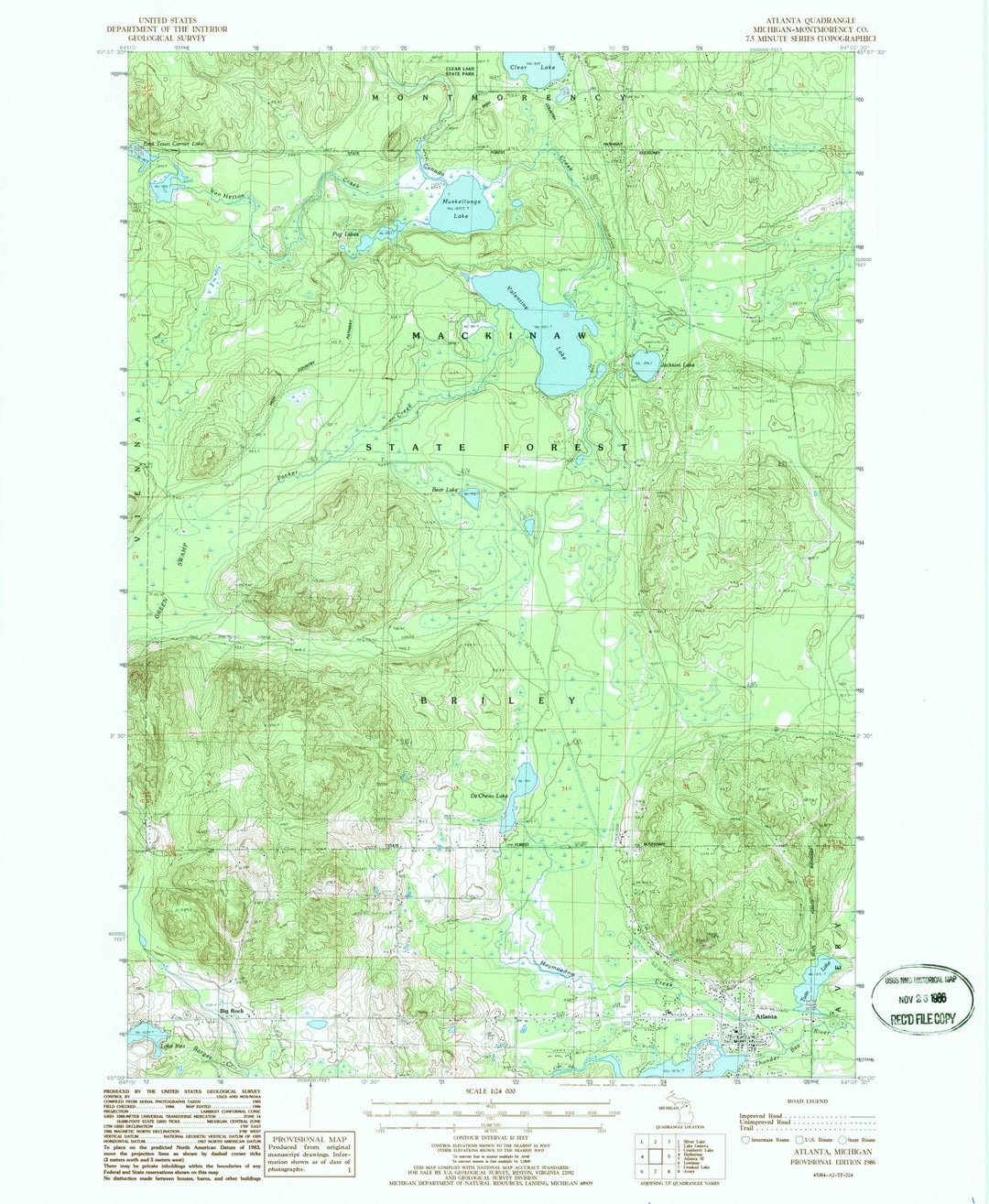 1986 Atlanta, MI - Michigan - USGS Topographic Map v2