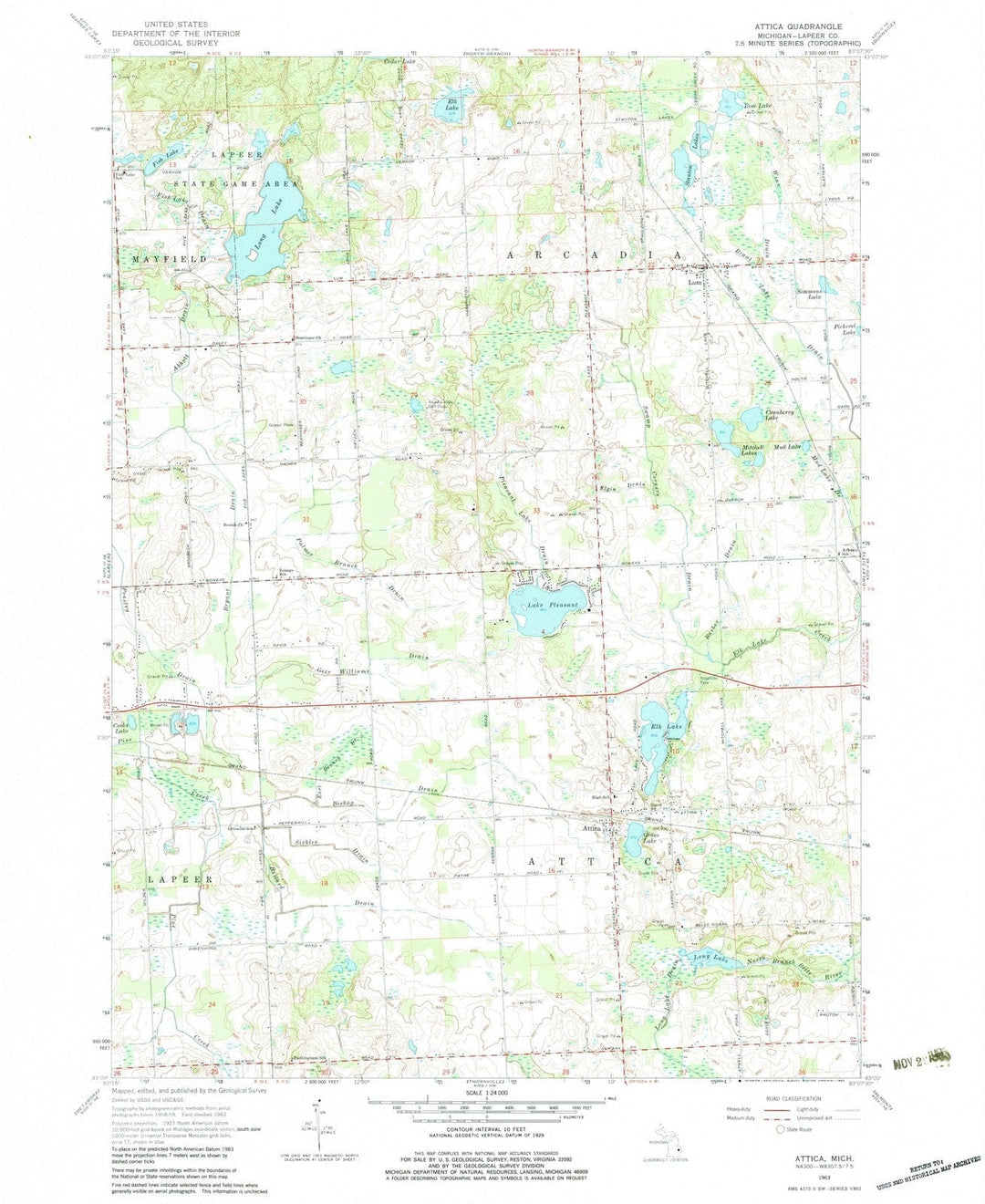 1963 Attica, MI - Michigan - USGS Topographic Map