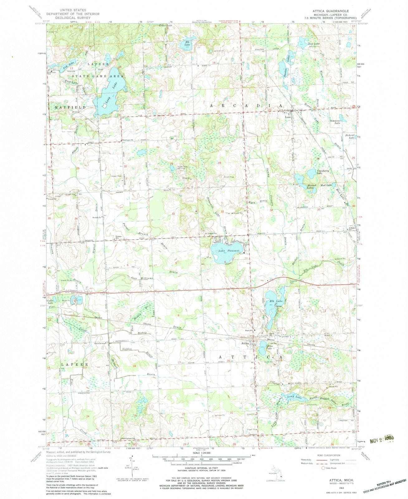 1963 Attica, MI - Michigan - USGS Topographic Map