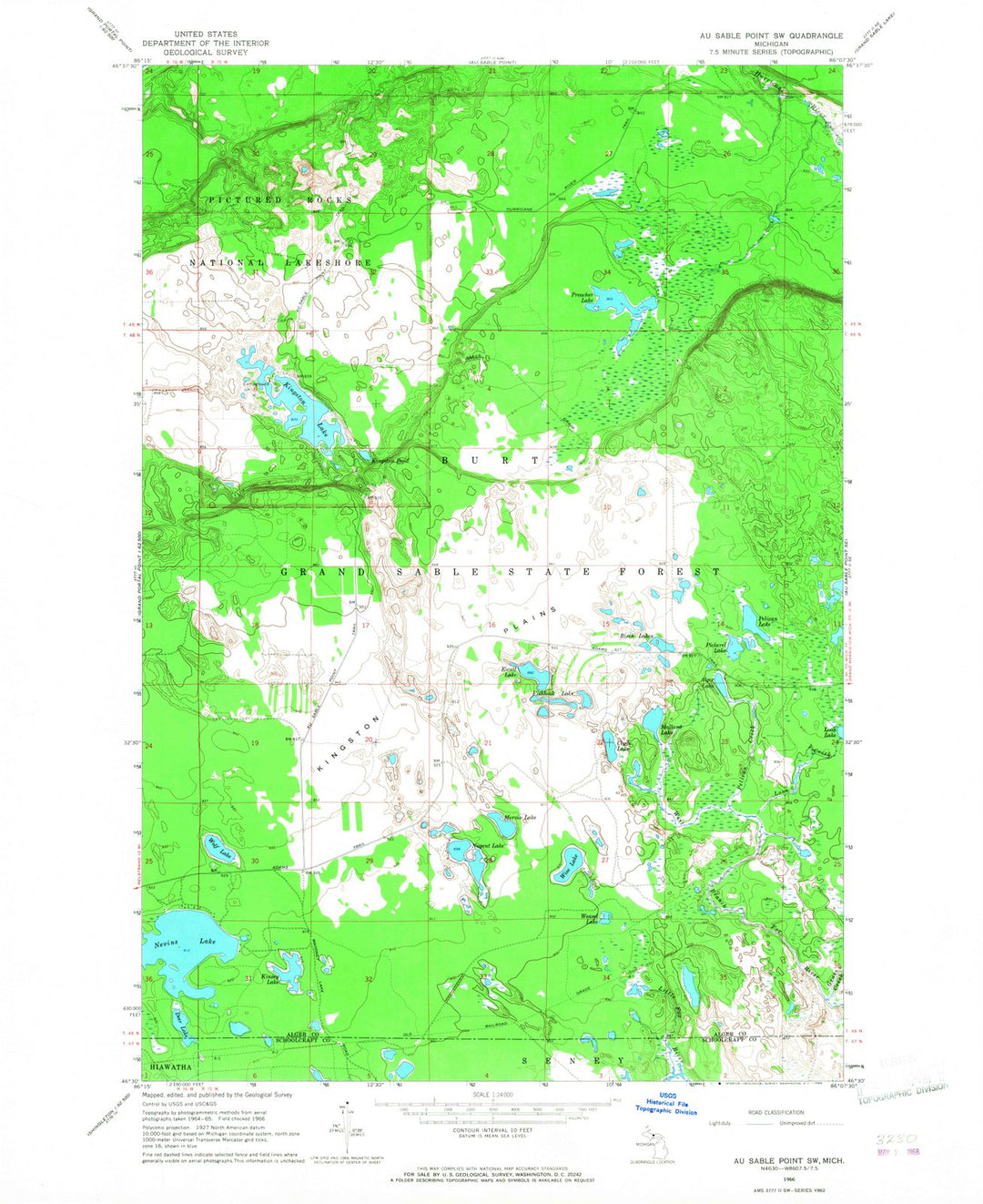 1966 Au Sable Point, MI - Michigan - USGS Topographic Map v2