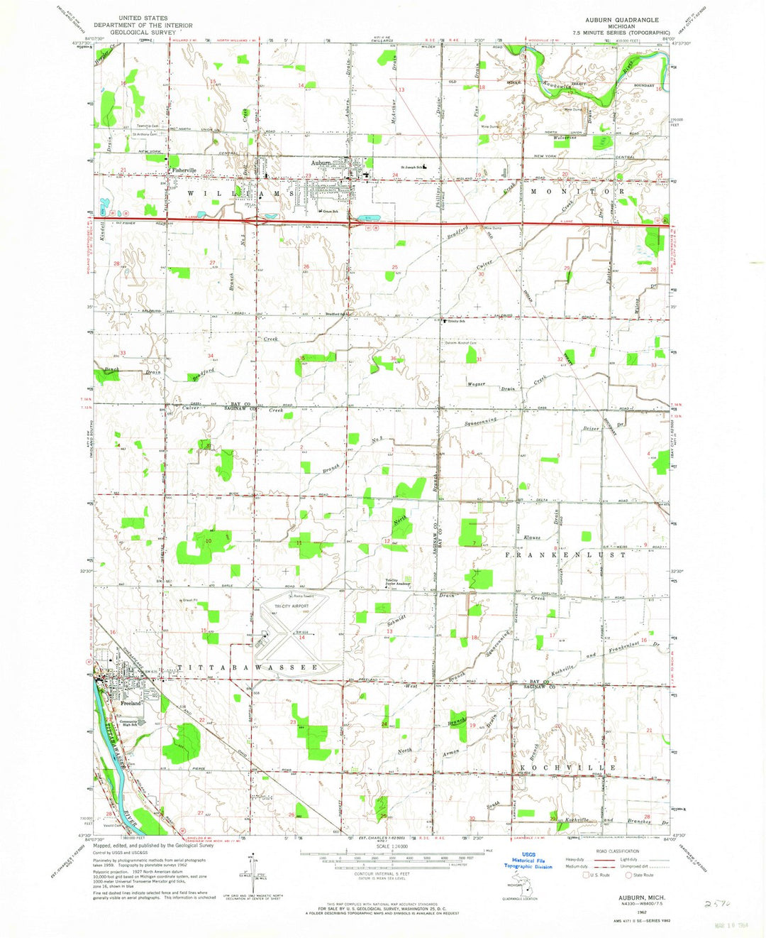 1962 Auburn, MI - Michigan - USGS Topographic Map