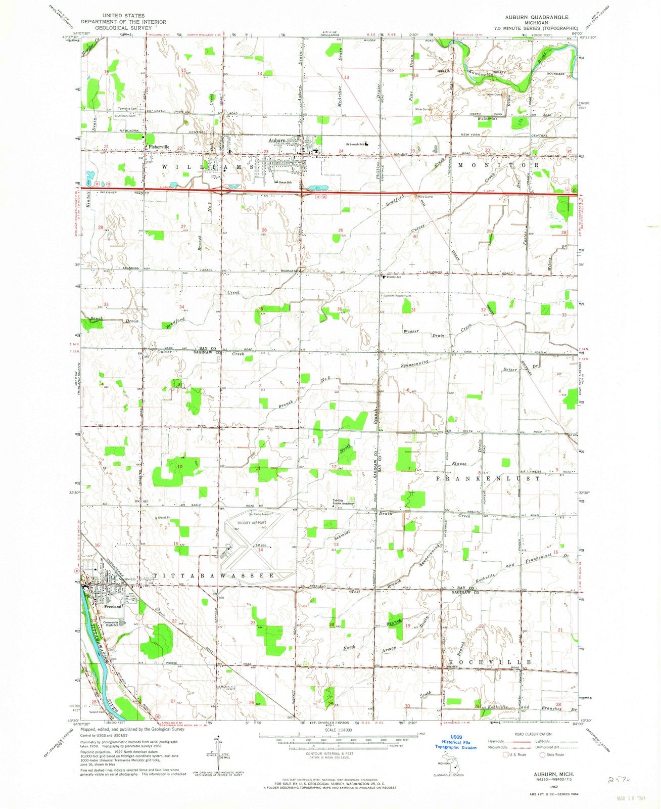 1962 Auburn, MI - Michigan - USGS Topographic Map