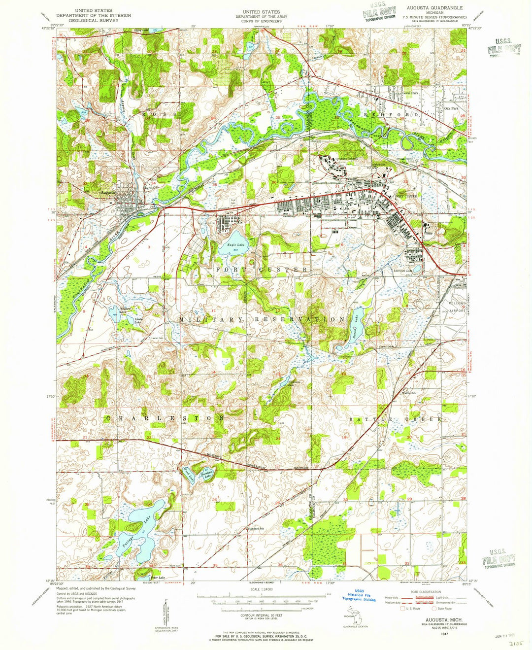 1947 Augusta, MI - Michigan - USGS Topographic Map