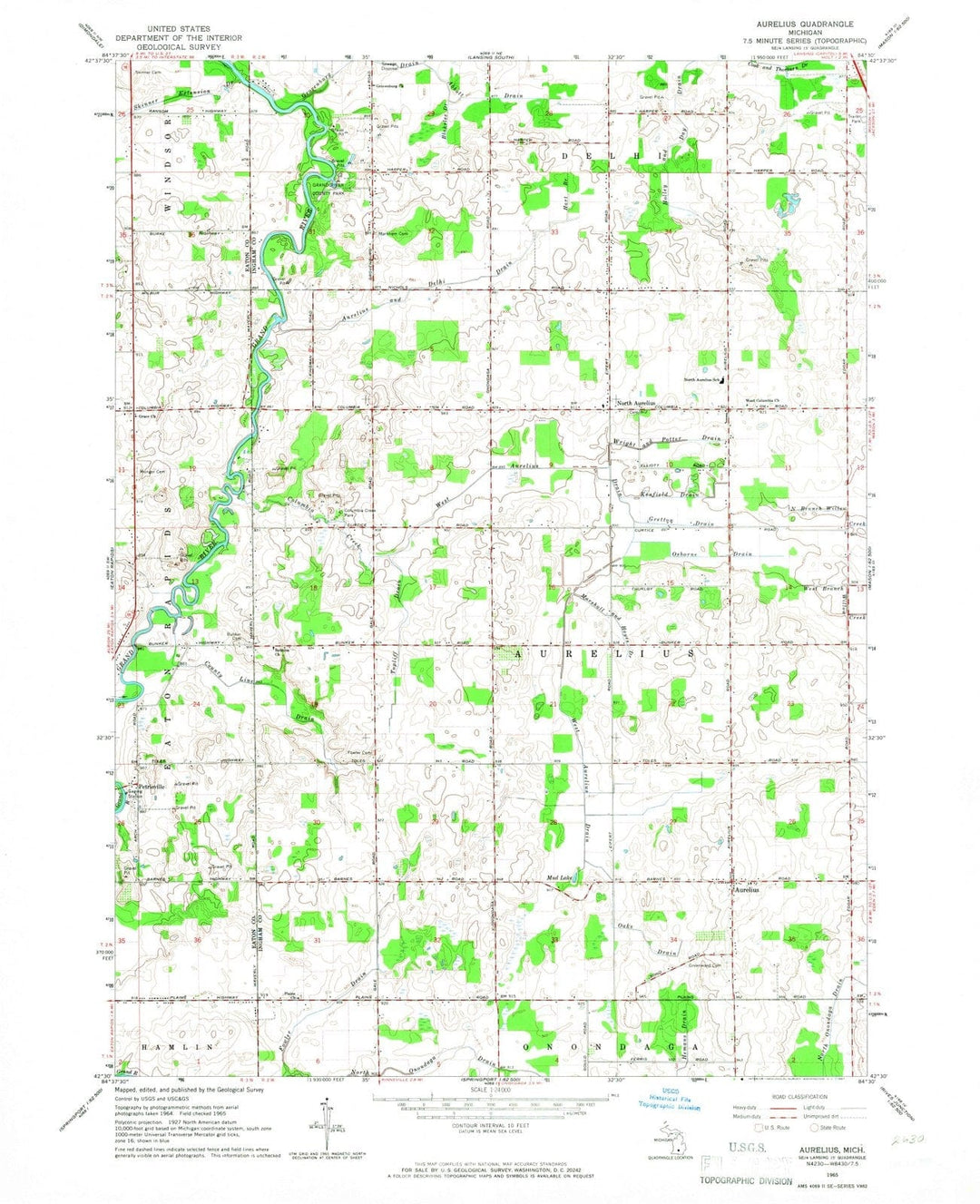 1965 Aurelius, MI - Michigan - USGS Topographic Map