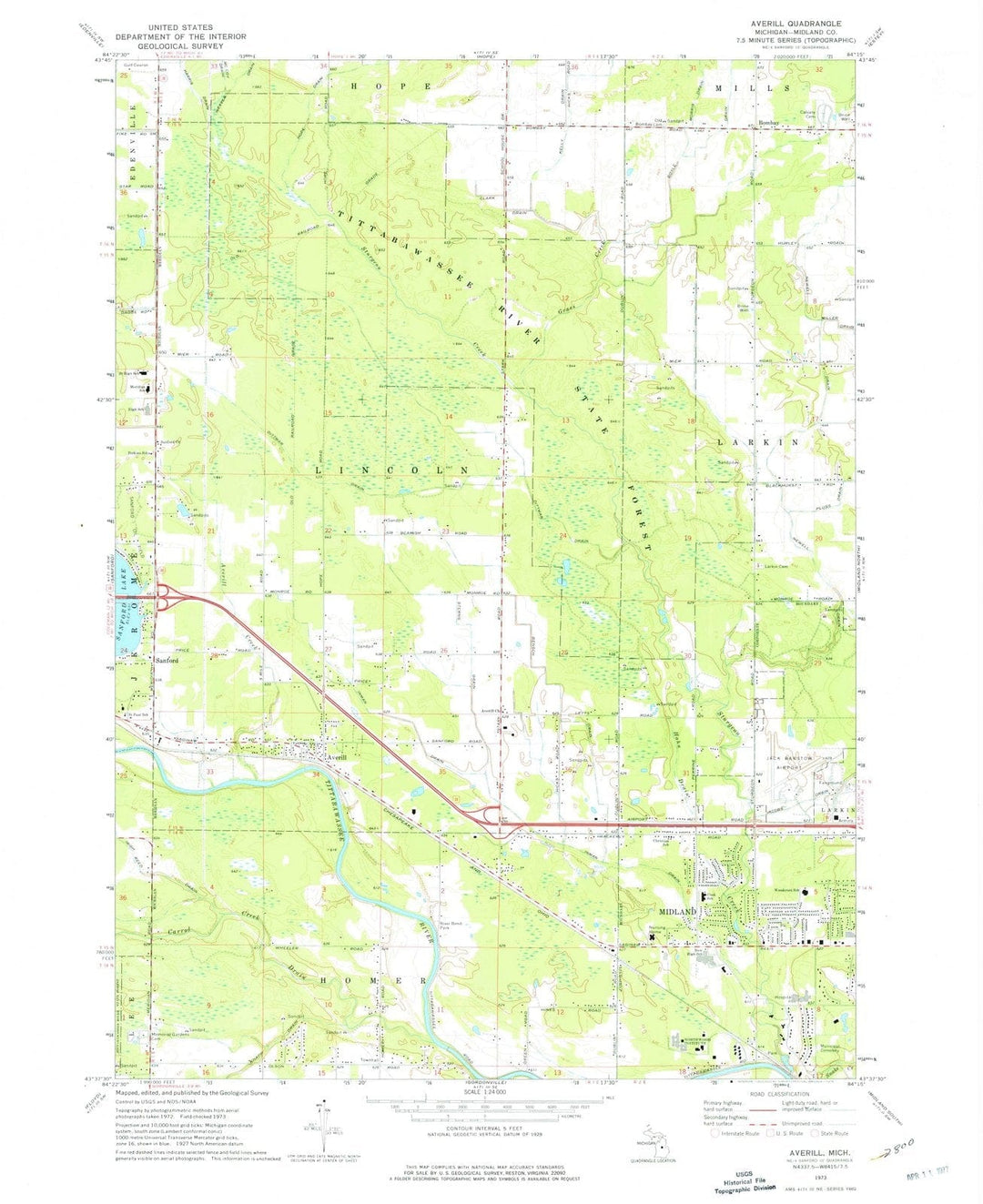 1973 Averill, MI - Michigan - USGS Topographic Map