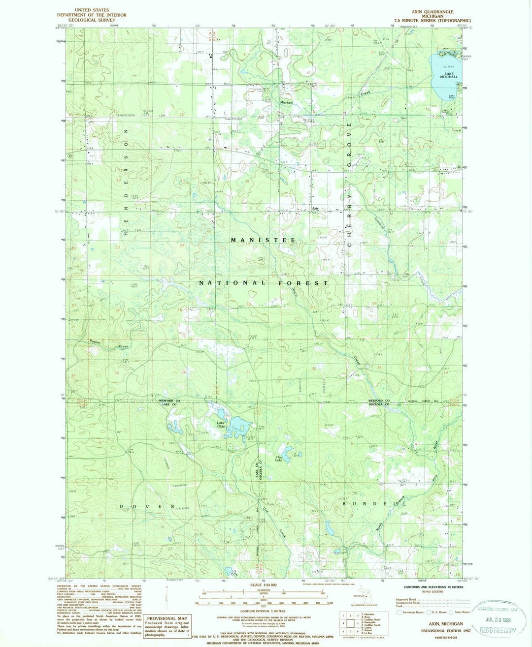 1987 Axin, MI - Michigan - USGS Topographic Map