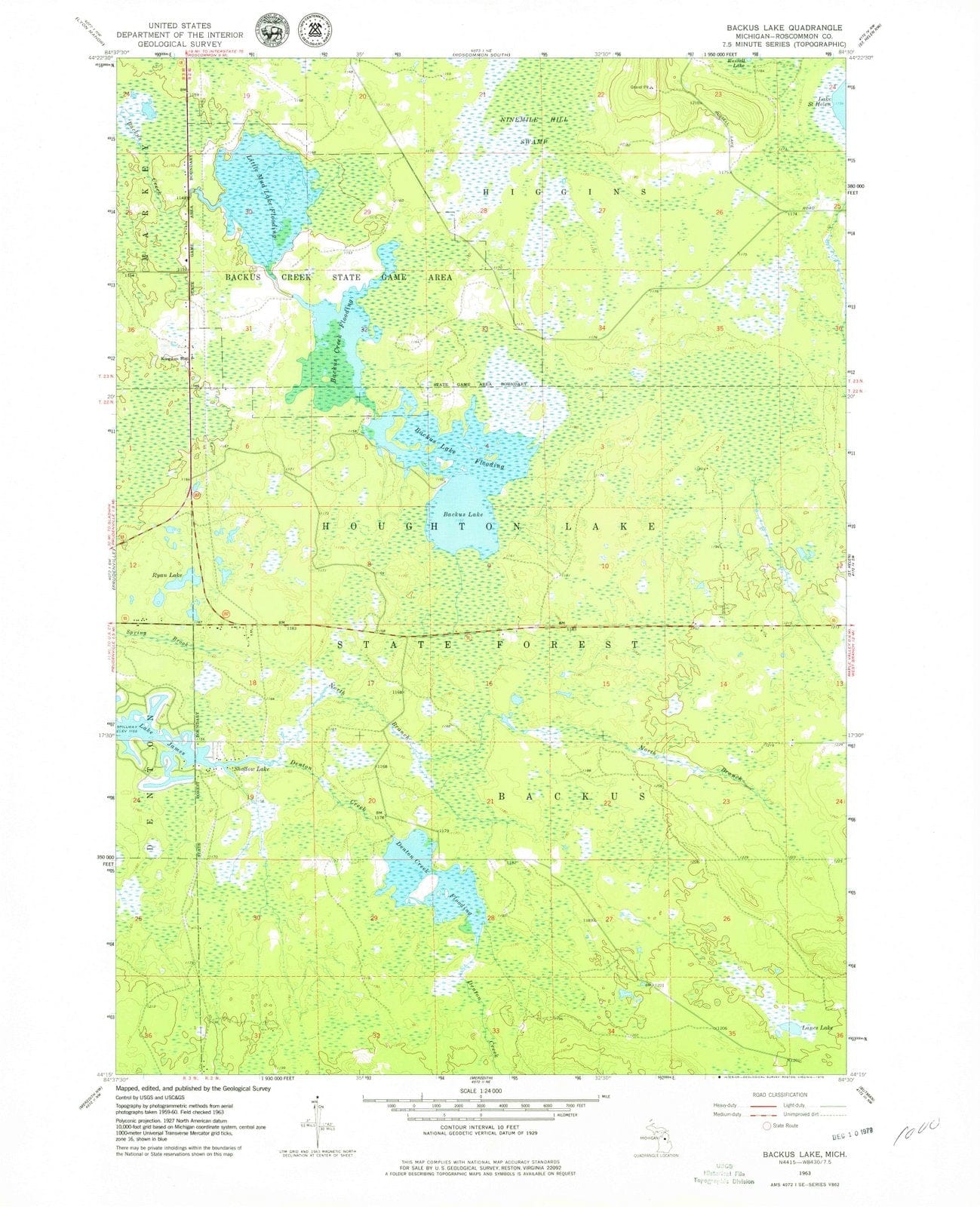 1963 Backus Lake, MI - Michigan - USGS Topographic Map
