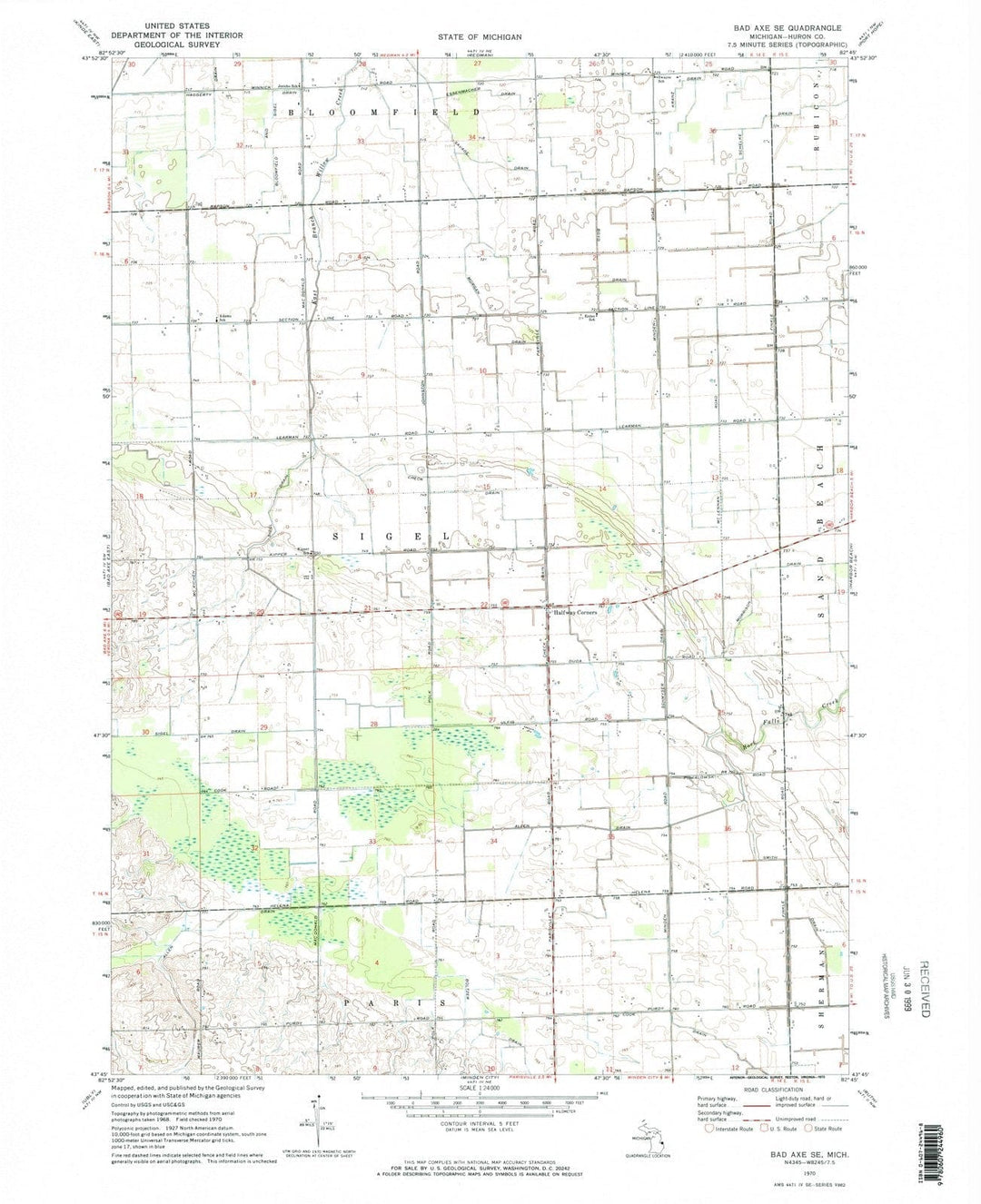 1970 Bad Axe, MI - Michigan - USGS Topographic Map
