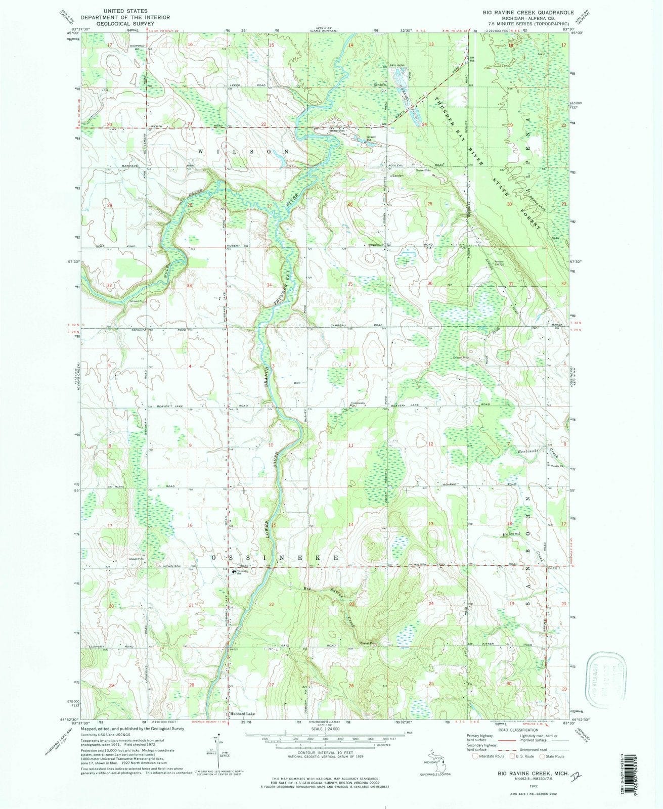 1972 Big Ravine Creek, MI - Michigan - USGS Topographic Map