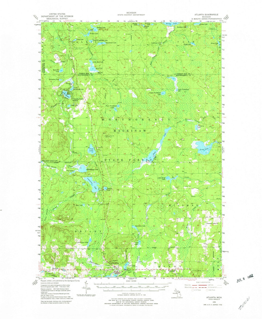 1955 Atlanta, MI - Michigan - USGS Topographic Map