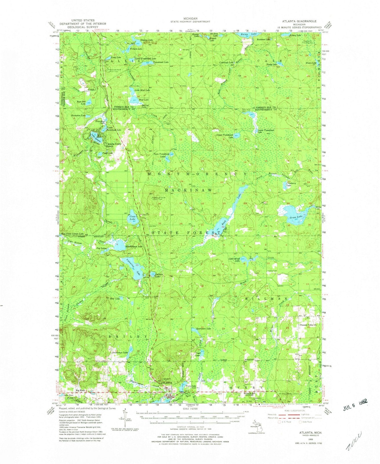 1955 Atlanta, MI - Michigan - USGS Topographic Map