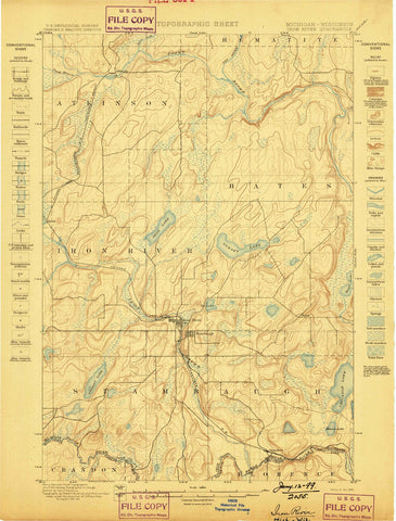 1898 Iron River, MI - Michigan - USGS Topographic Map