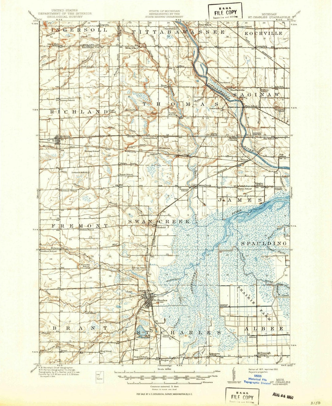 1917 St. Charles, MI - Michigan - USGS Topographic Map