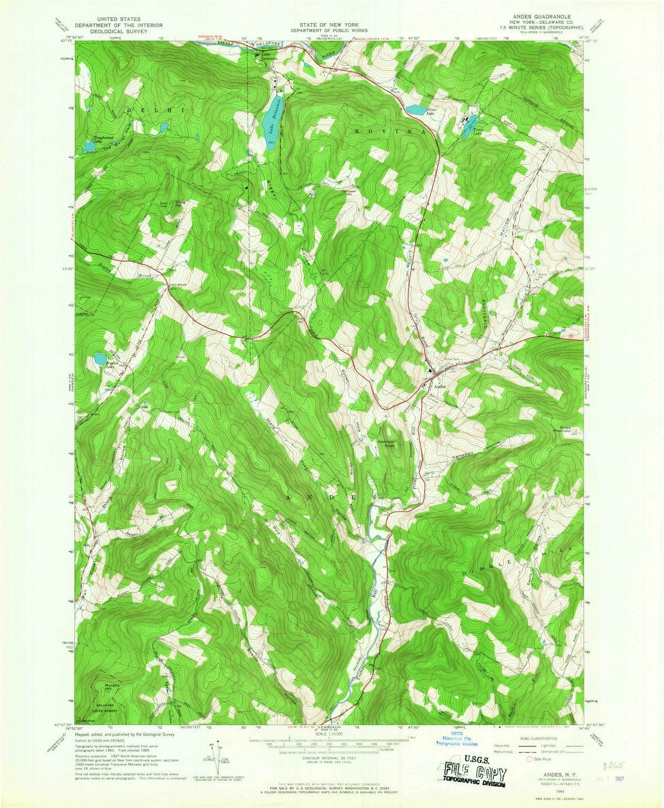 1965 Andes, NY - New York - USGS Topographic Map