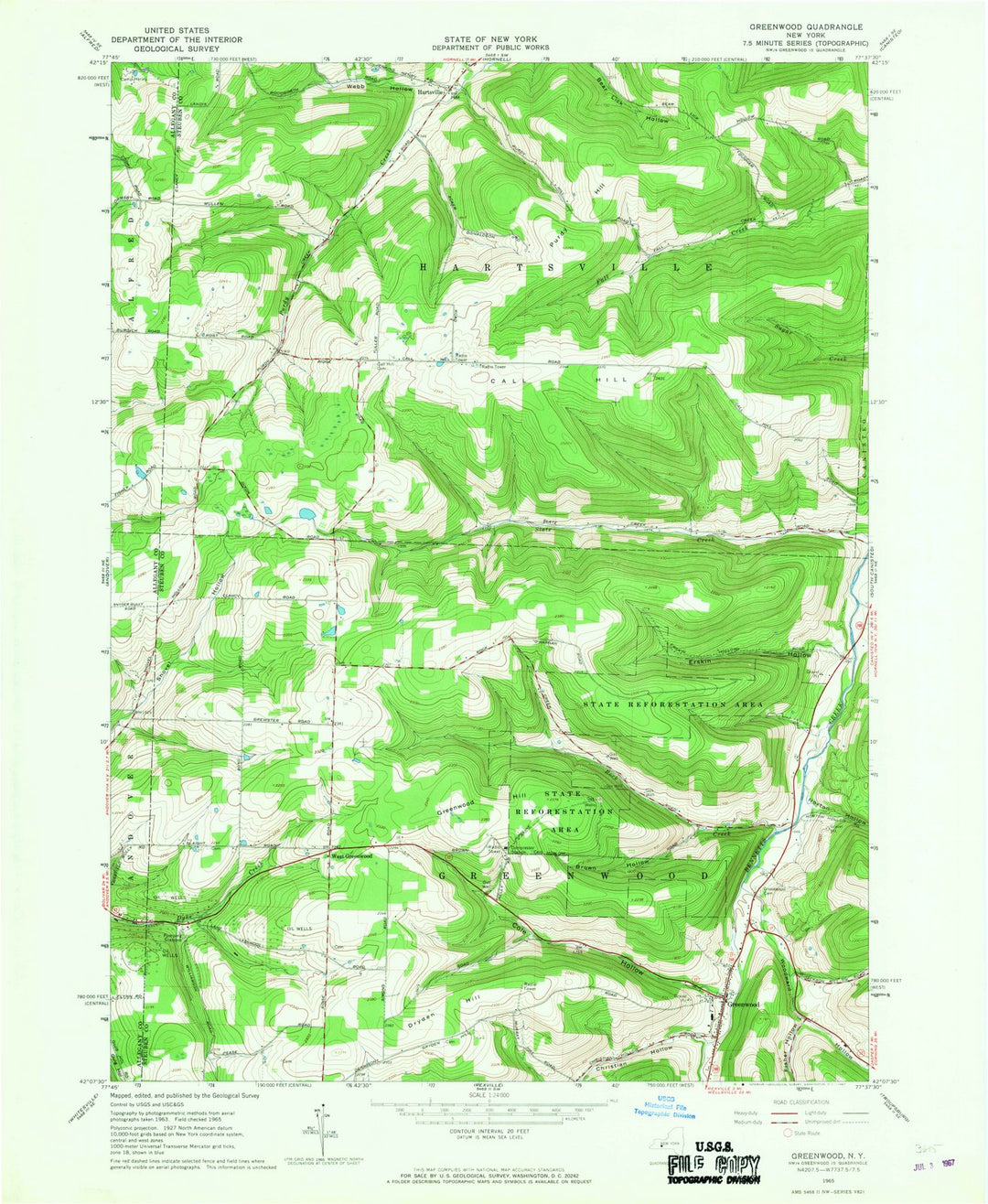 1965 Greenwood, NY - New York - USGS Topographic Map